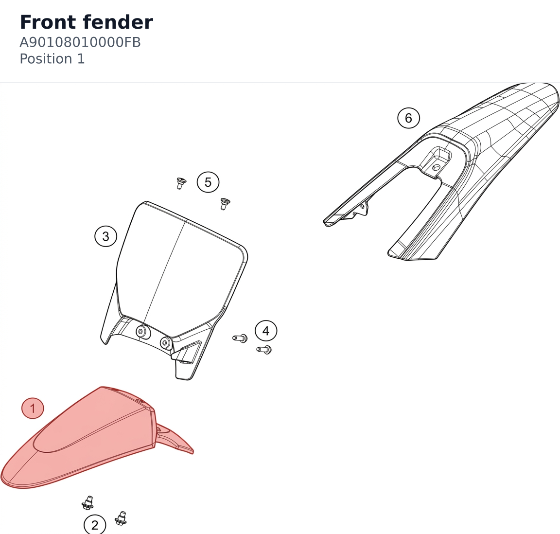 Diagram preview: Front fender (A90108010000FB)