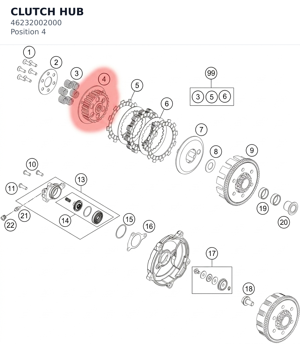 Diagram preview: CLUTCH HUB (46232002000)