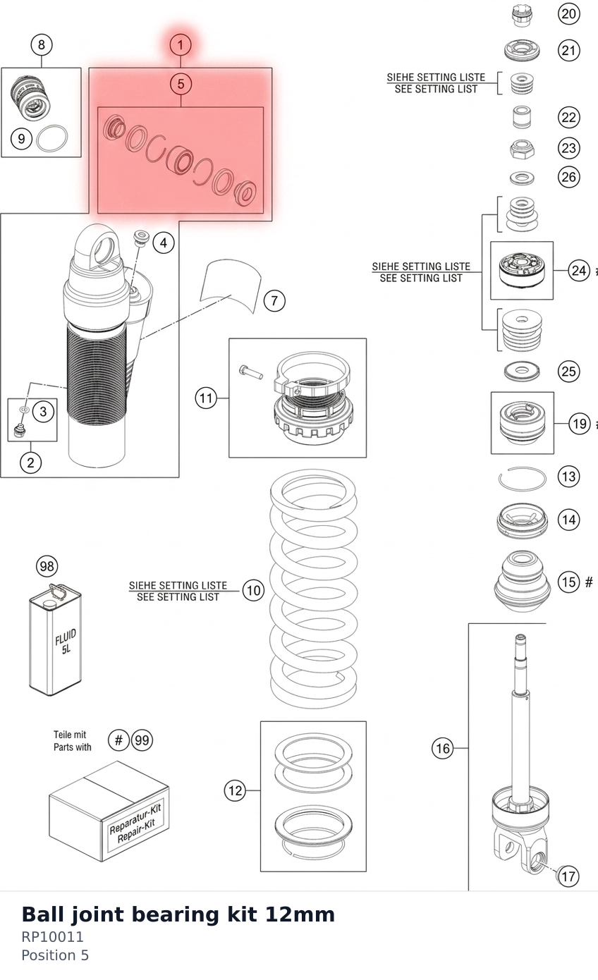 Diagram preview: Ball joint bearing kit 12mm (RP10011)