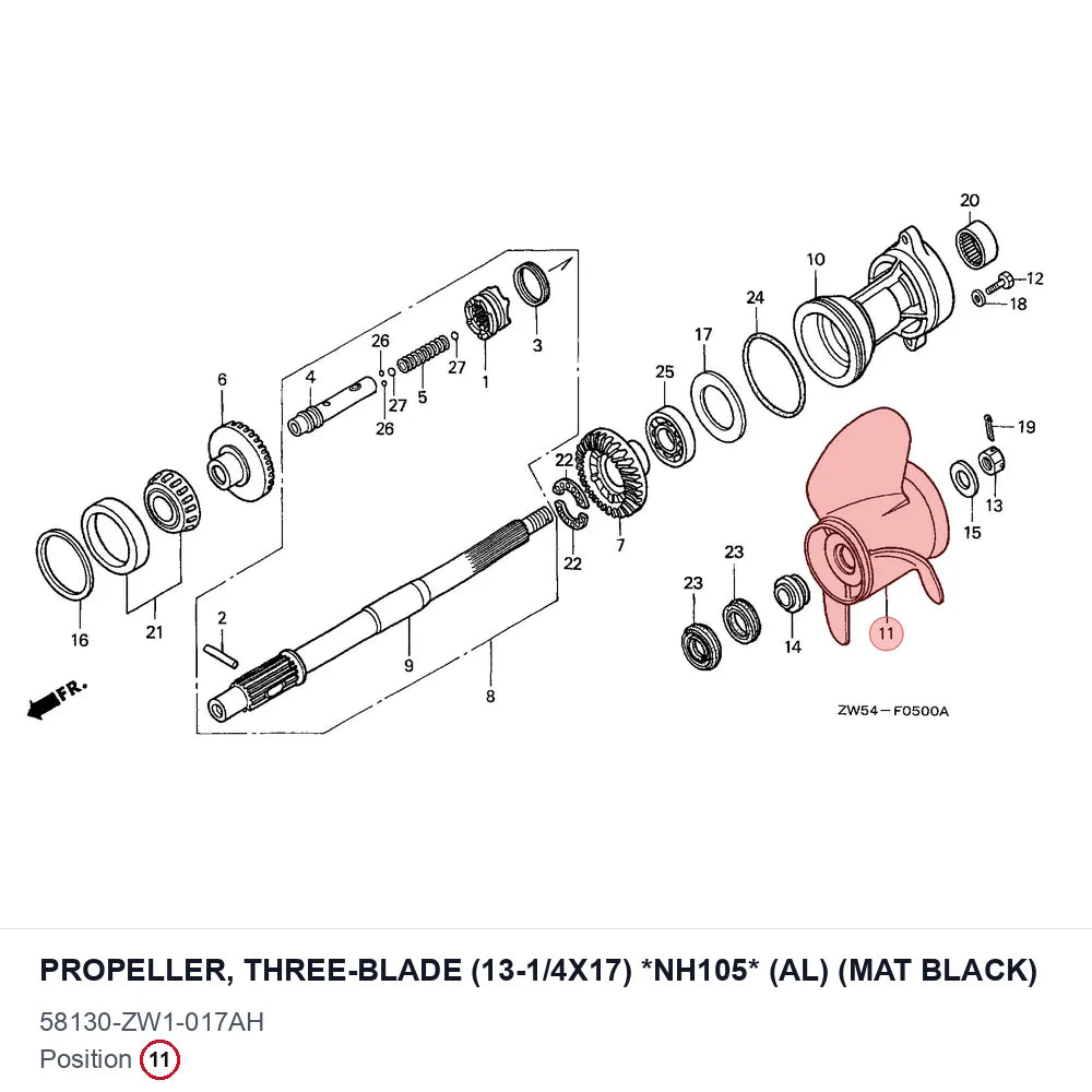 PROPELLER, THREE-BLADE (13-1/4X17) *NH105* (AL) (MAT BLACK)