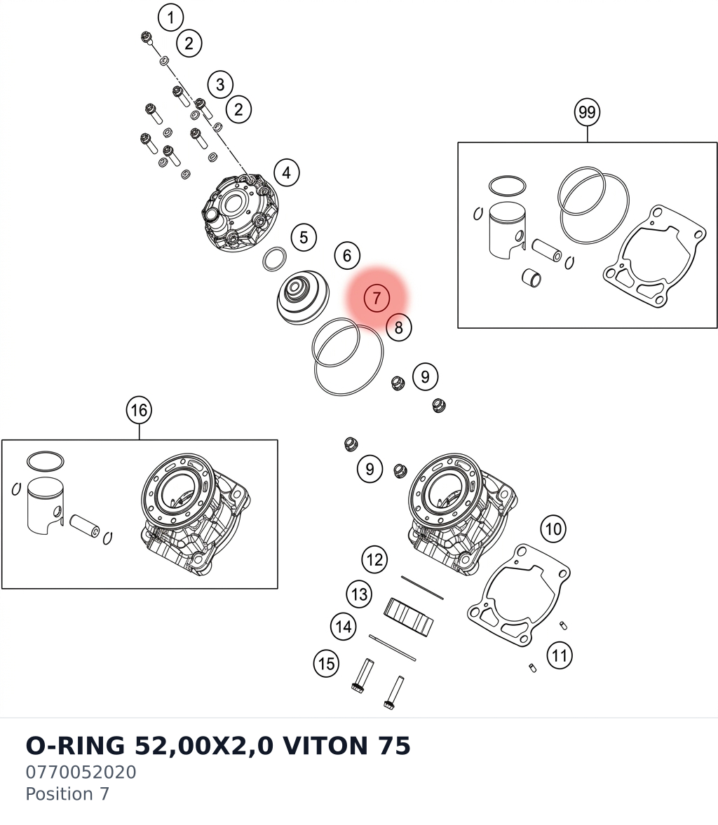 Diagram preview: O-RING 52,00X2,0 VITON 75 (0770052020)