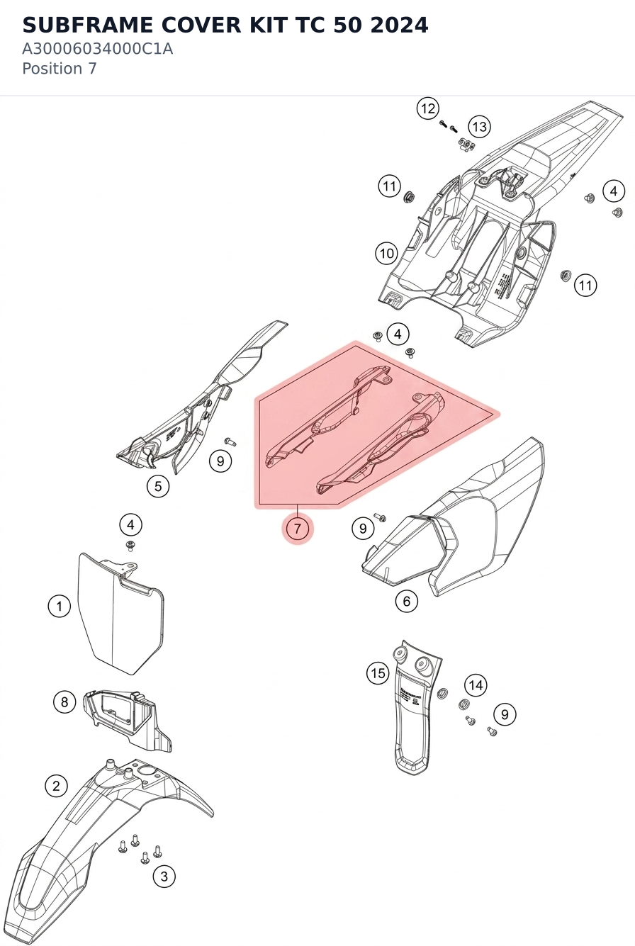 Diagram preview: SUBFRAME COVER KIT TC 50 2024 (A30006034000C1A)