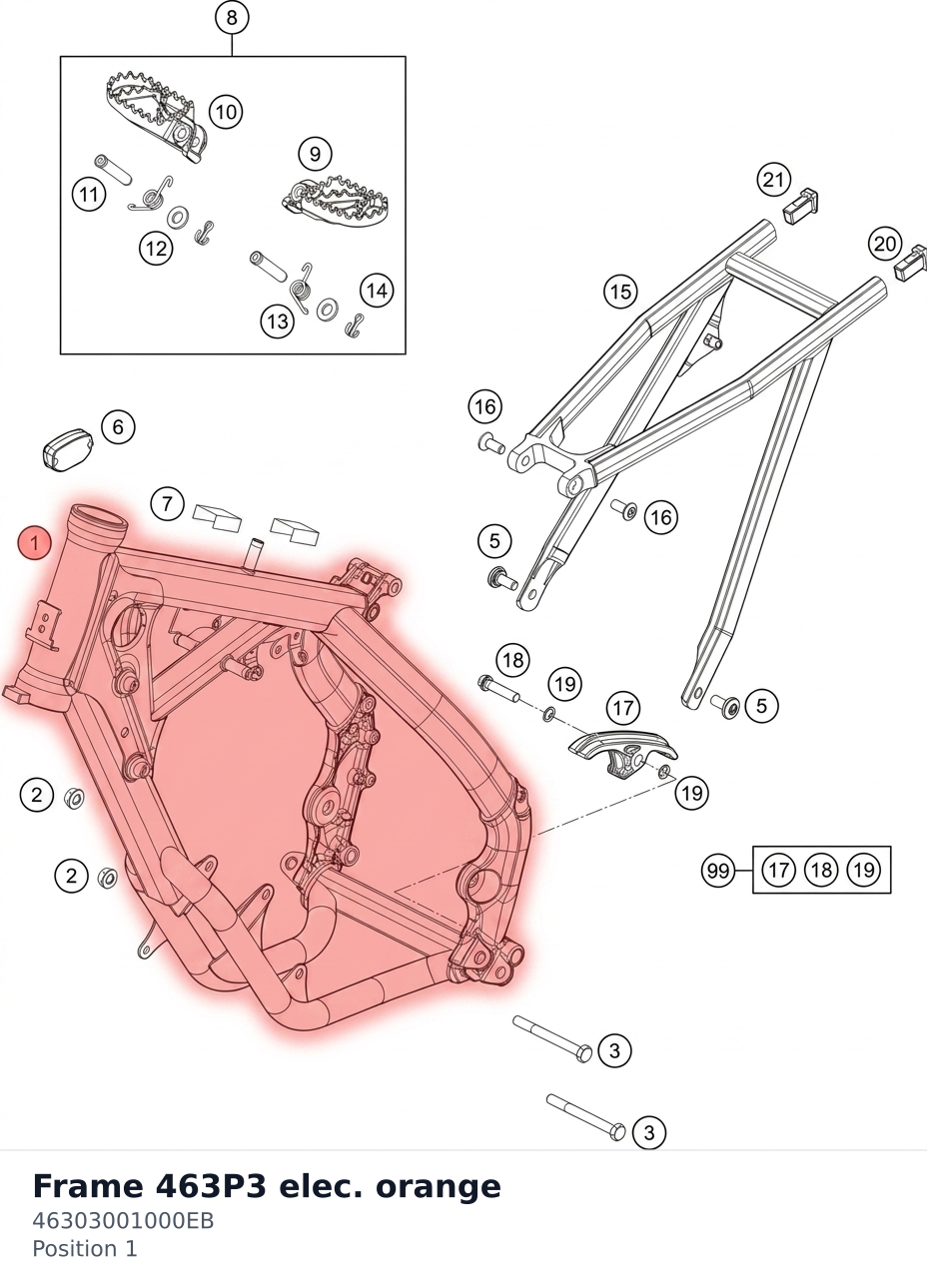 Diagram preview: Frame 463P3 elec. orange (46303001000EB)