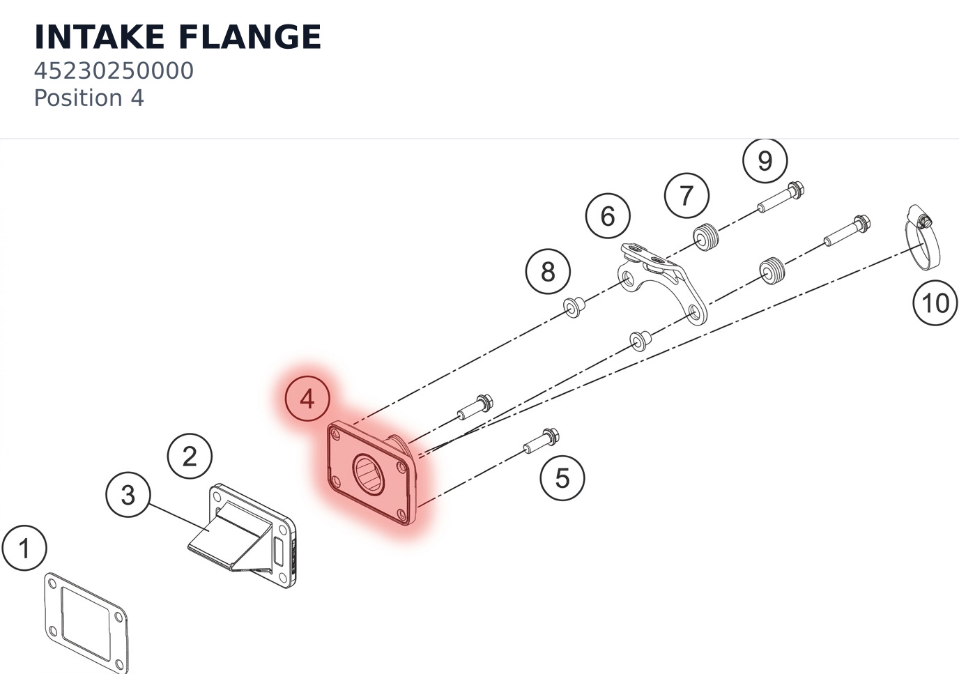 Diagram preview: INTAKE FLANGE (45230250000)