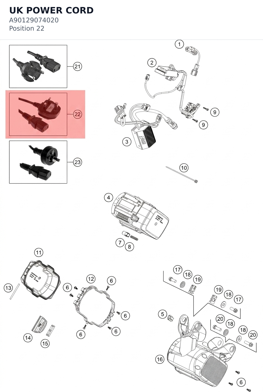 Diagram preview: UK POWER CORD (A90129074020)
