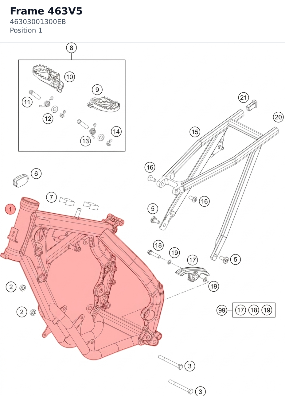 Diagram preview: Frame 463V5 (46303001300EB)