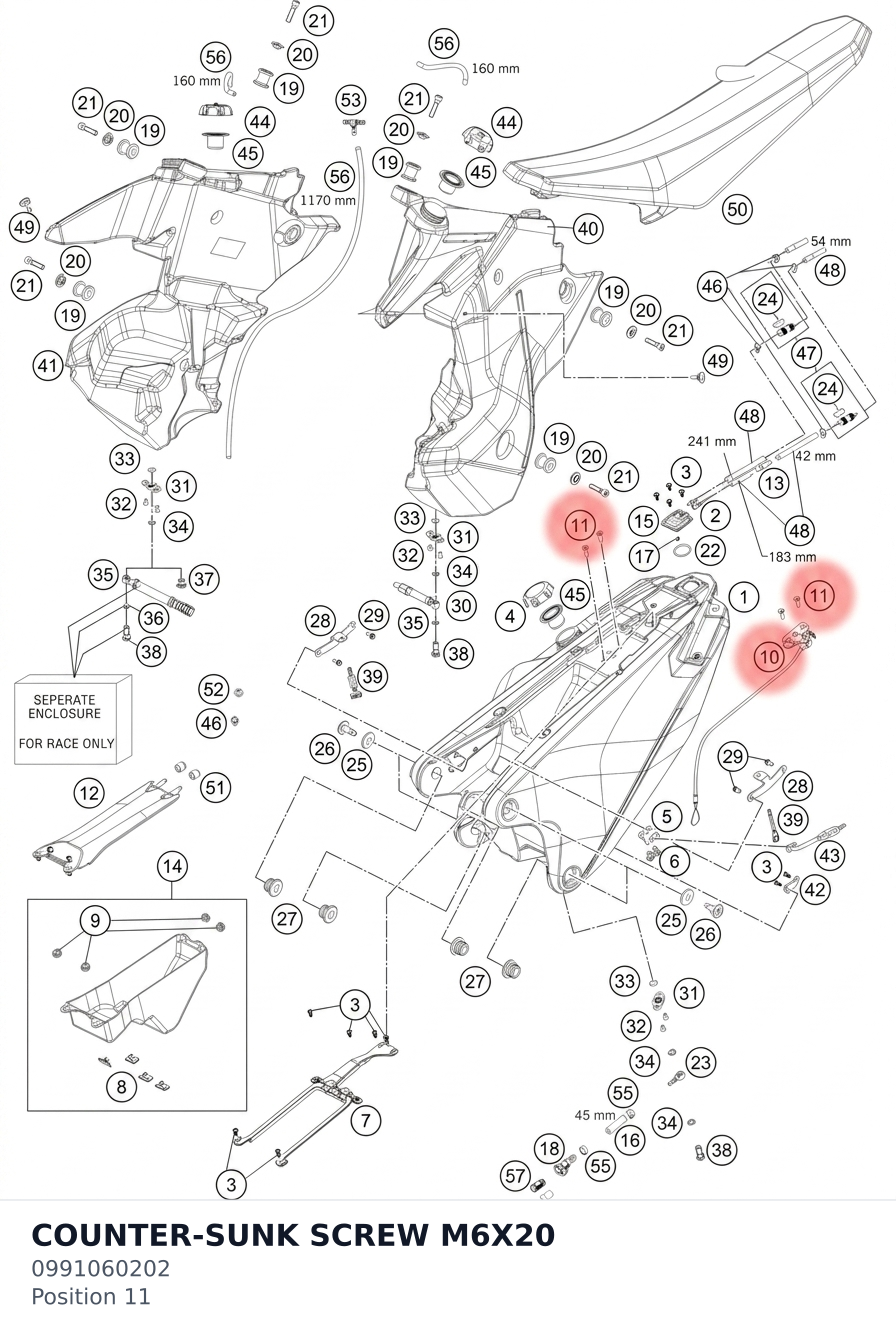 Diagram preview: COUNTER-SUNK SCREW M6X20 (0991060202)