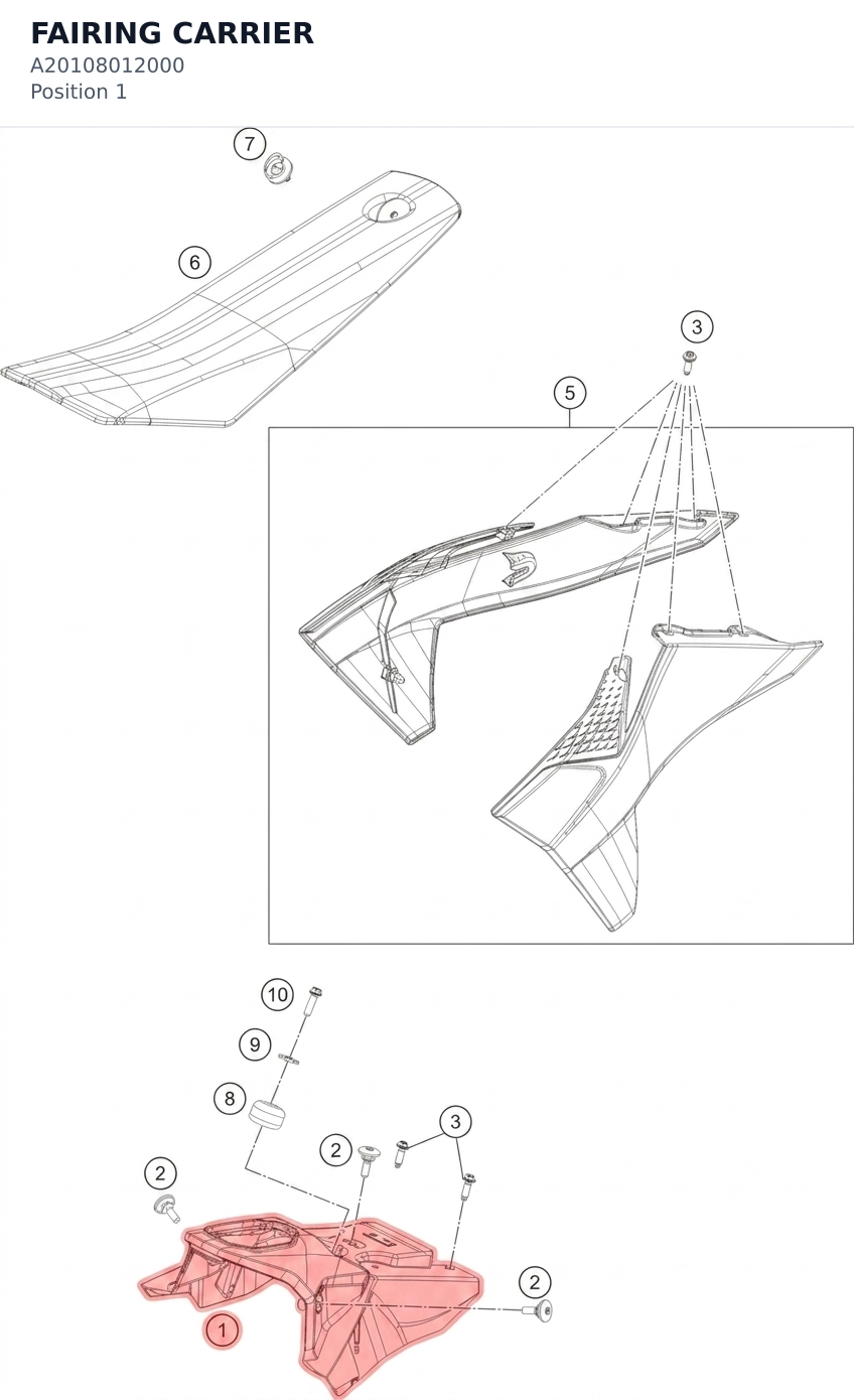 Diagram preview: FAIRING CARRIER (A20108012000)