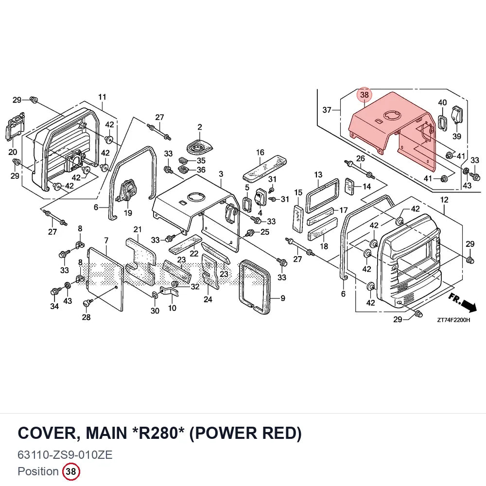 COVER, MAIN *R280* (POWER RED)