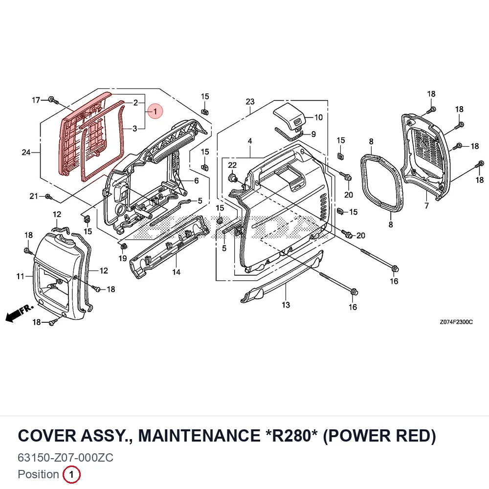 COVER ASSY., MAINTENANCE *R280* (POWER RED)