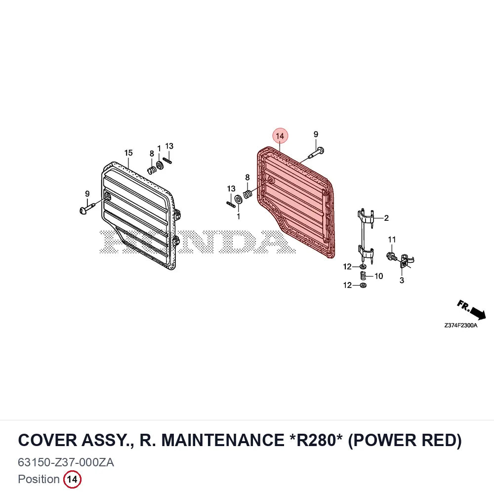 COVER ASSY., R. MAINTENANCE *R280* (POWER RED)
