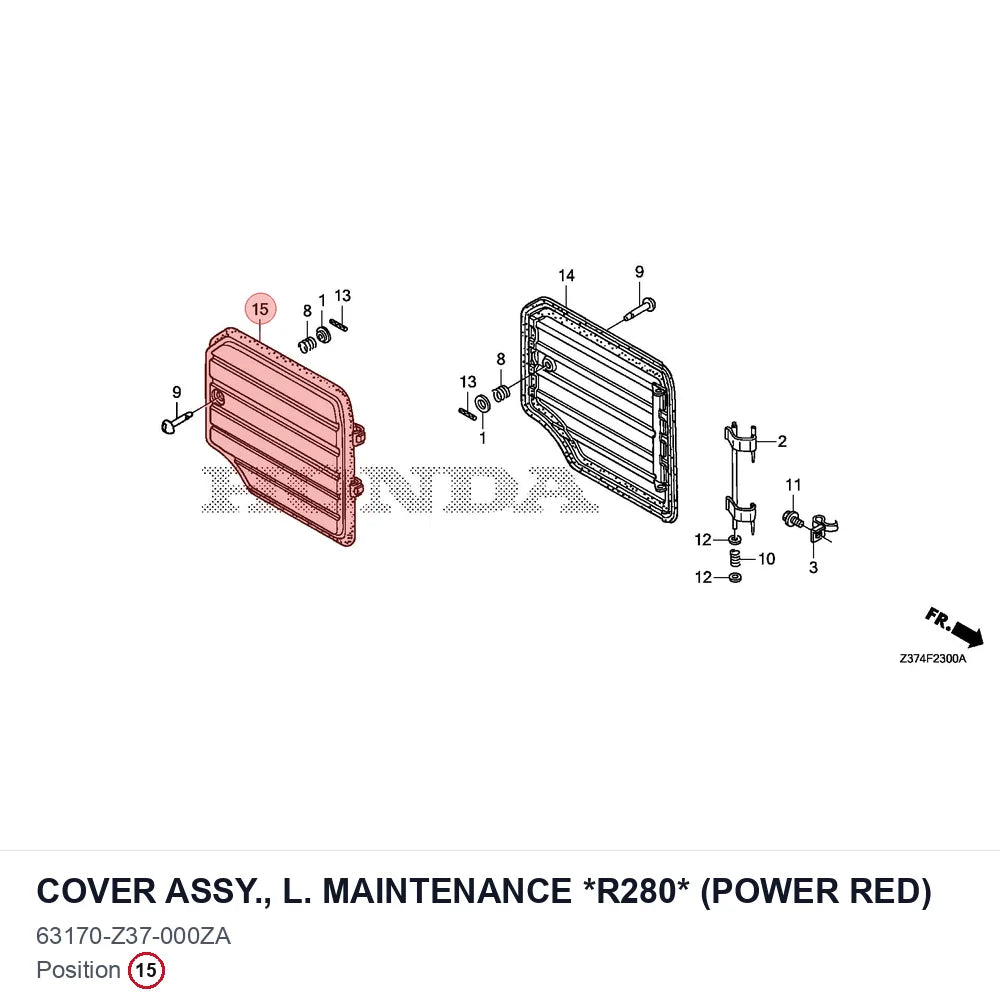 COVER ASSY., L. MAINTENANCE *R280* (POWER RED)