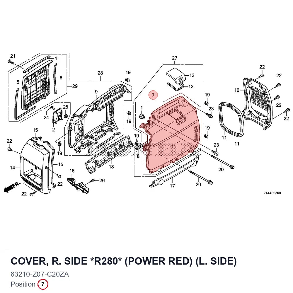 COVER, R. SIDE *R280* (POWER RED) (L. SIDE)