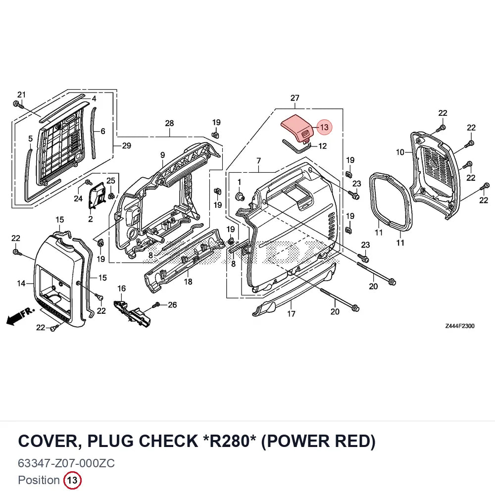 COVER, PLUG CHECK *R280* (POWER RED)