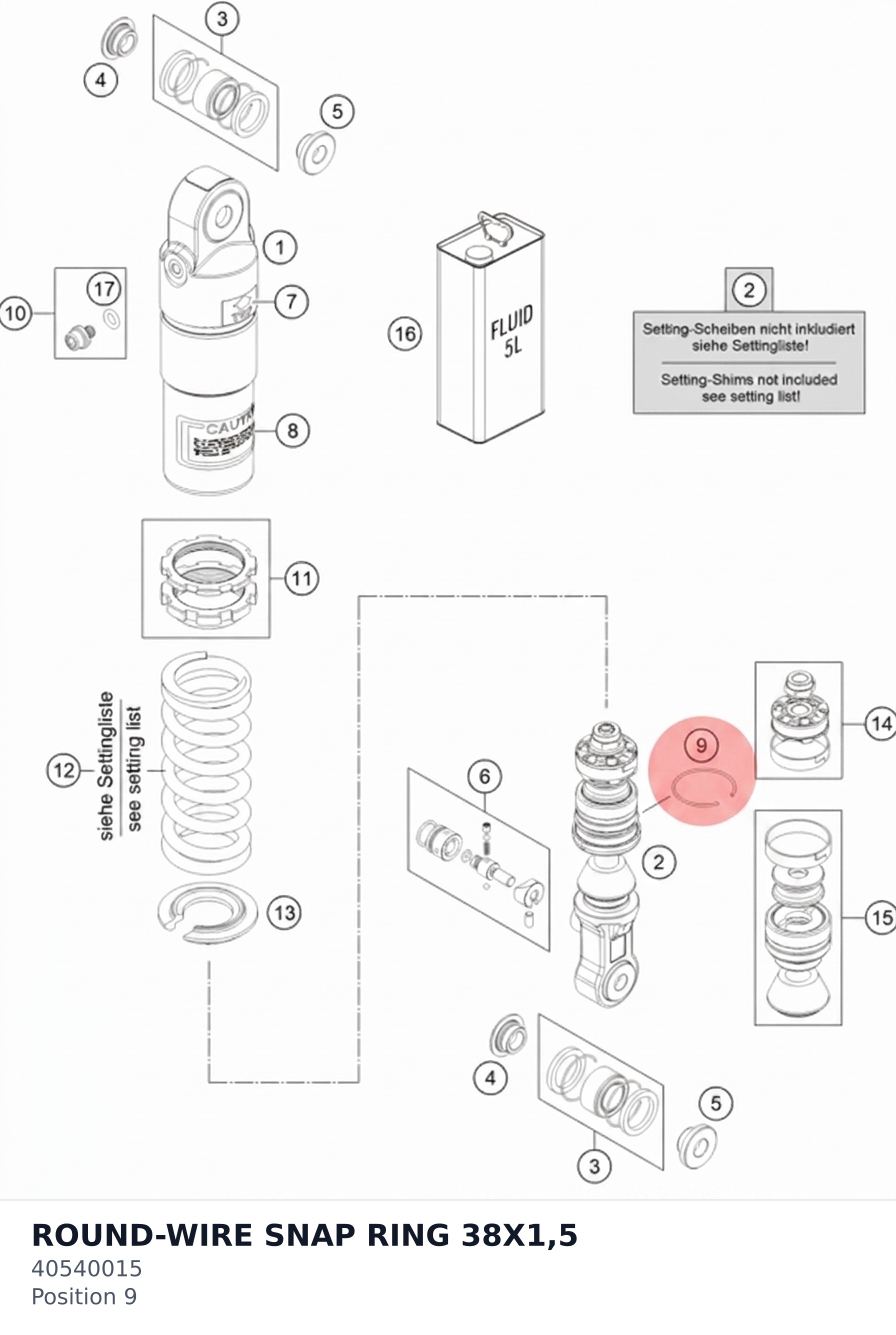 Diagram preview: ROUND-WIRE SNAP RING 38X1,5 (40540015)