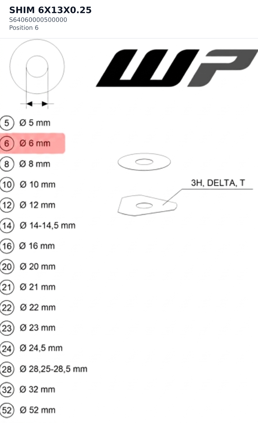 Diagram preview: SHIM 6X13X0.25 (S64060000500000)