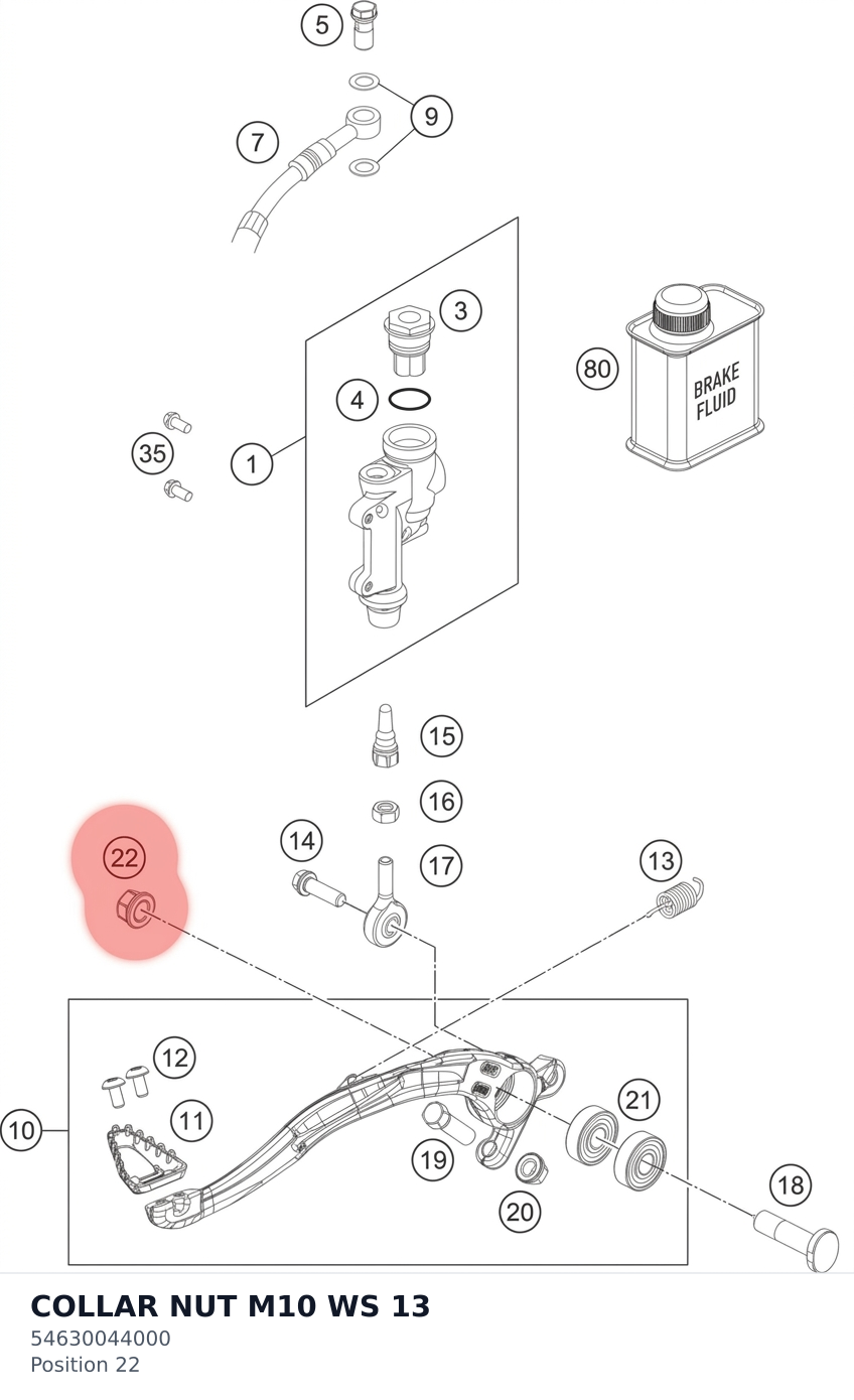 Diagram preview: COLLAR NUT M10 WS 13 (54630044000)