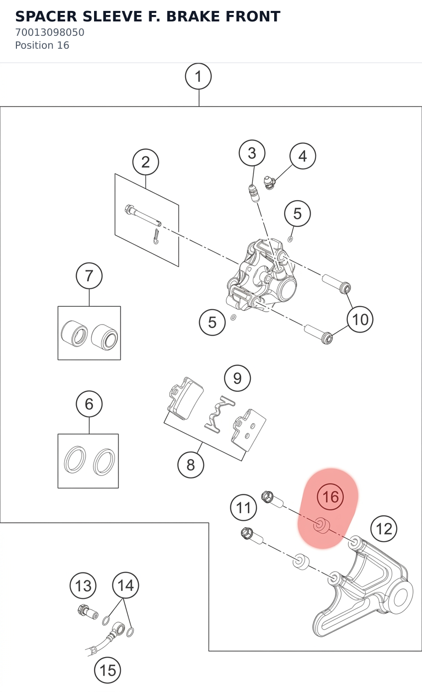 Diagram preview: SPACER SLEEVE F. BRAKE FRONT (70013098050)