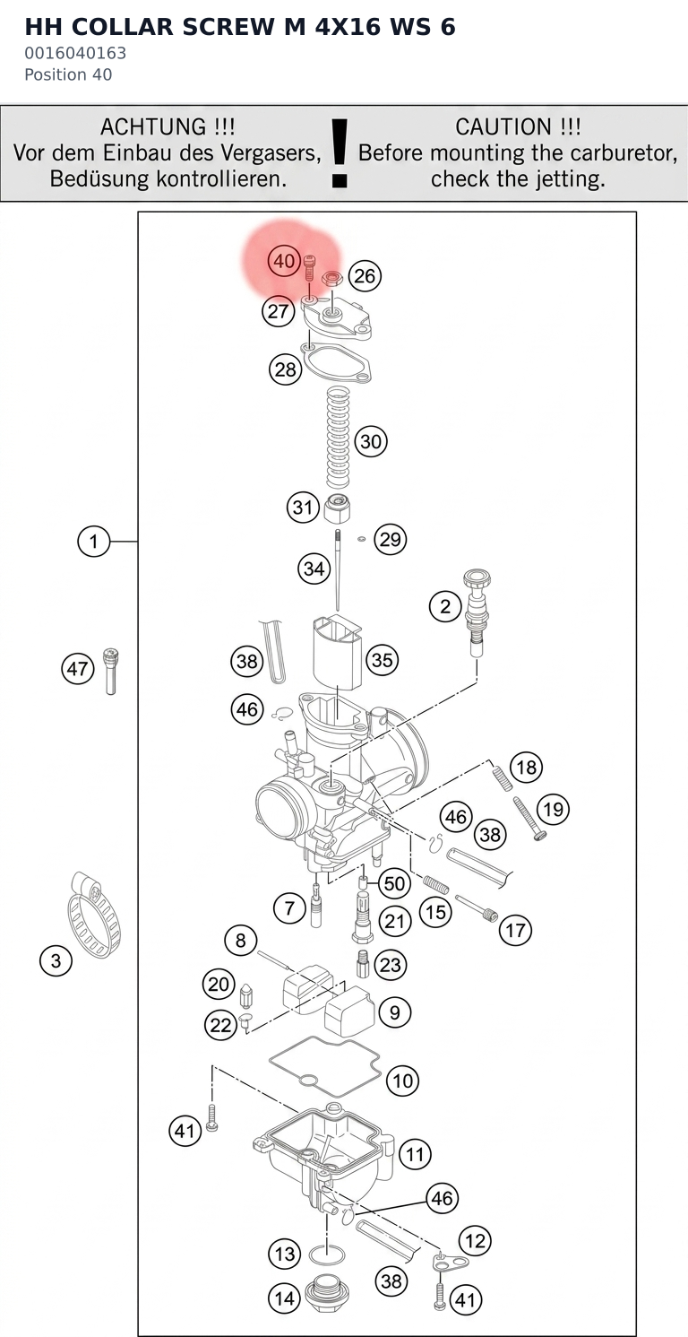 Diagram preview: HH COLLAR SCREW M 4X16 WS 6 (0016040163)