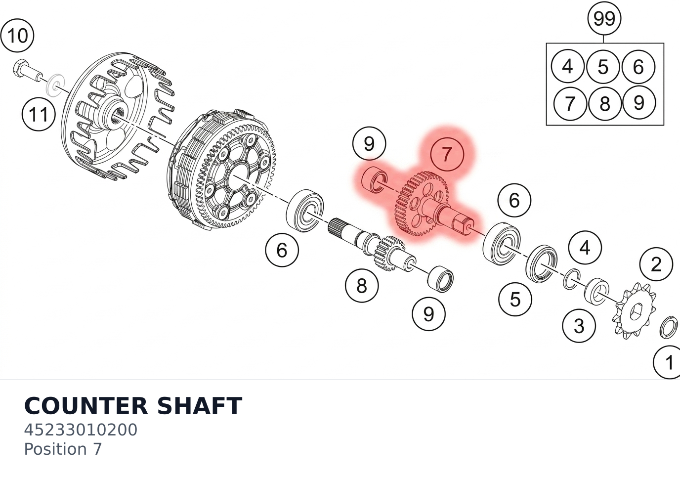 Diagram preview: COUNTER SHAFT (45233010200)
