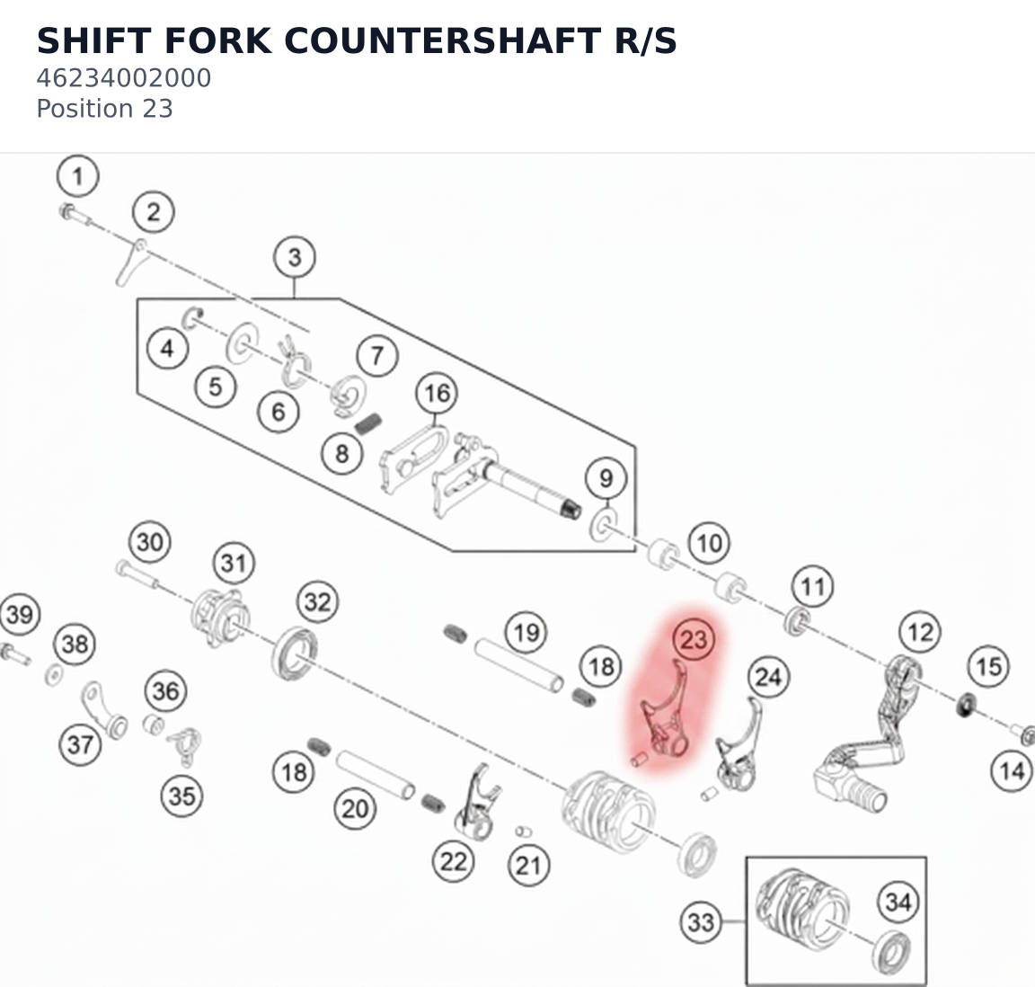 Diagram preview: SHIFT FORK COUNTERSHAFT R/S (46234002000)