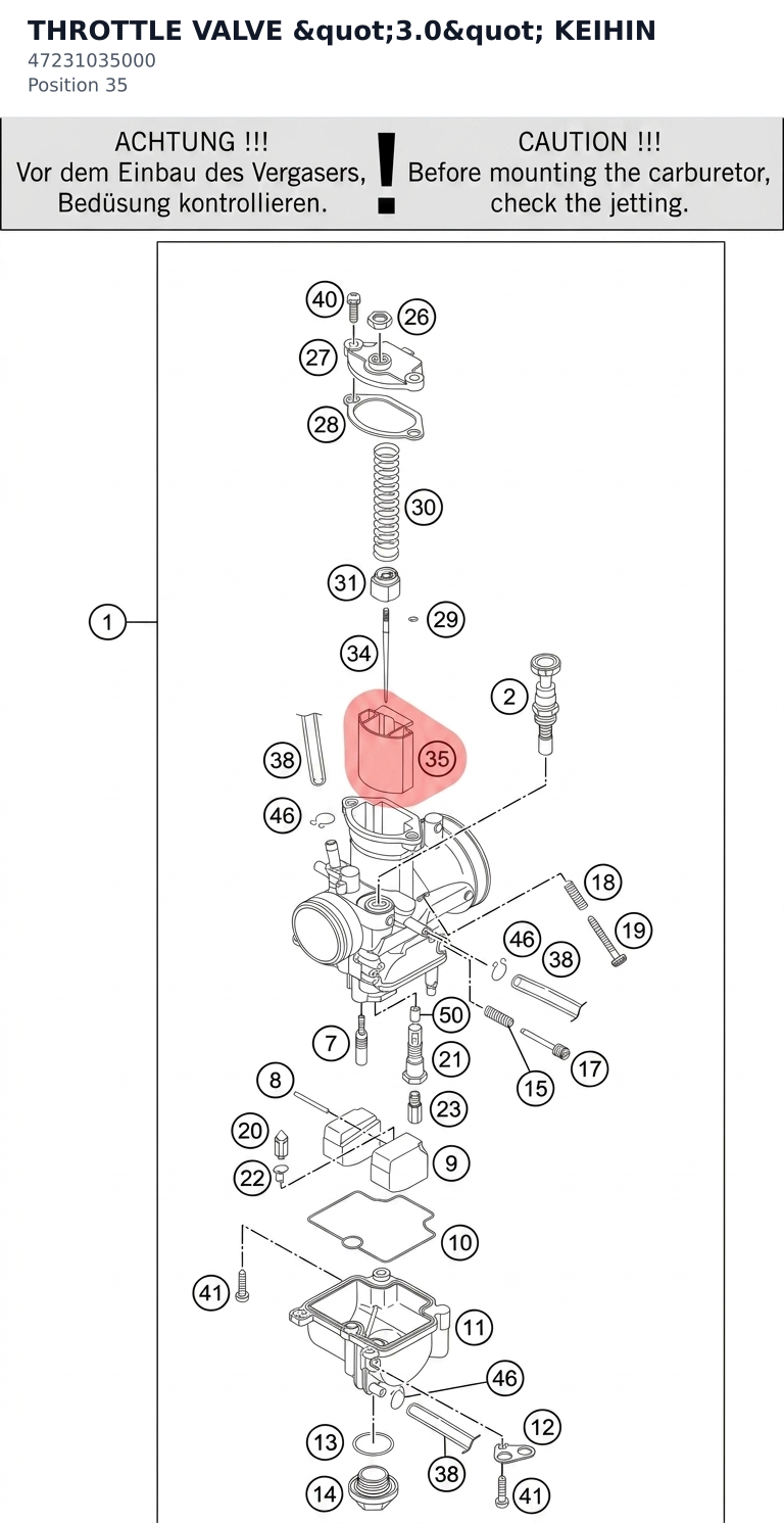 Diagram preview: THROTTLE VALVE "3.0" KEIHIN (47231035000)