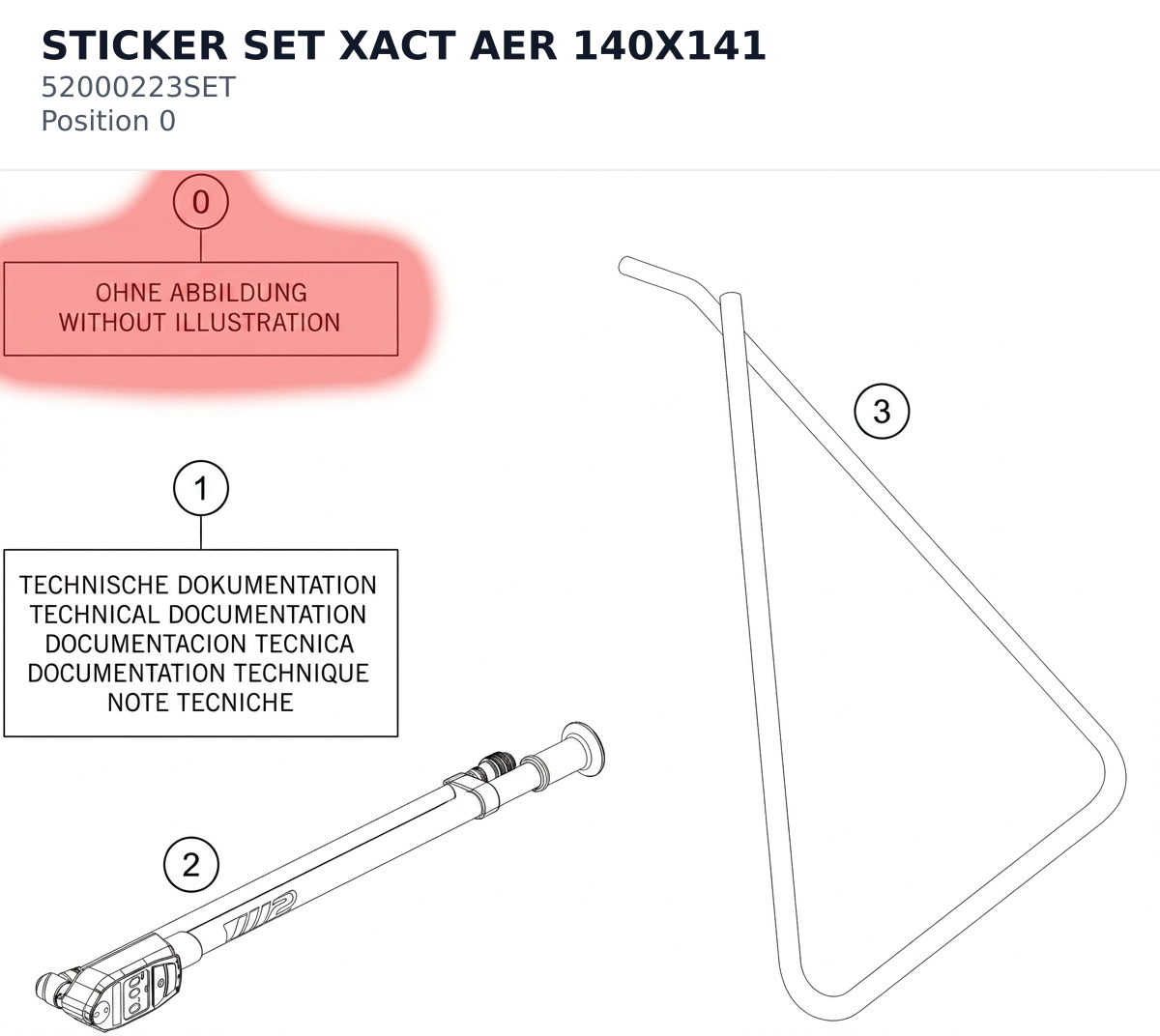 Diagram preview: STICKER SET XACT AER 140X141 (52000223SET)