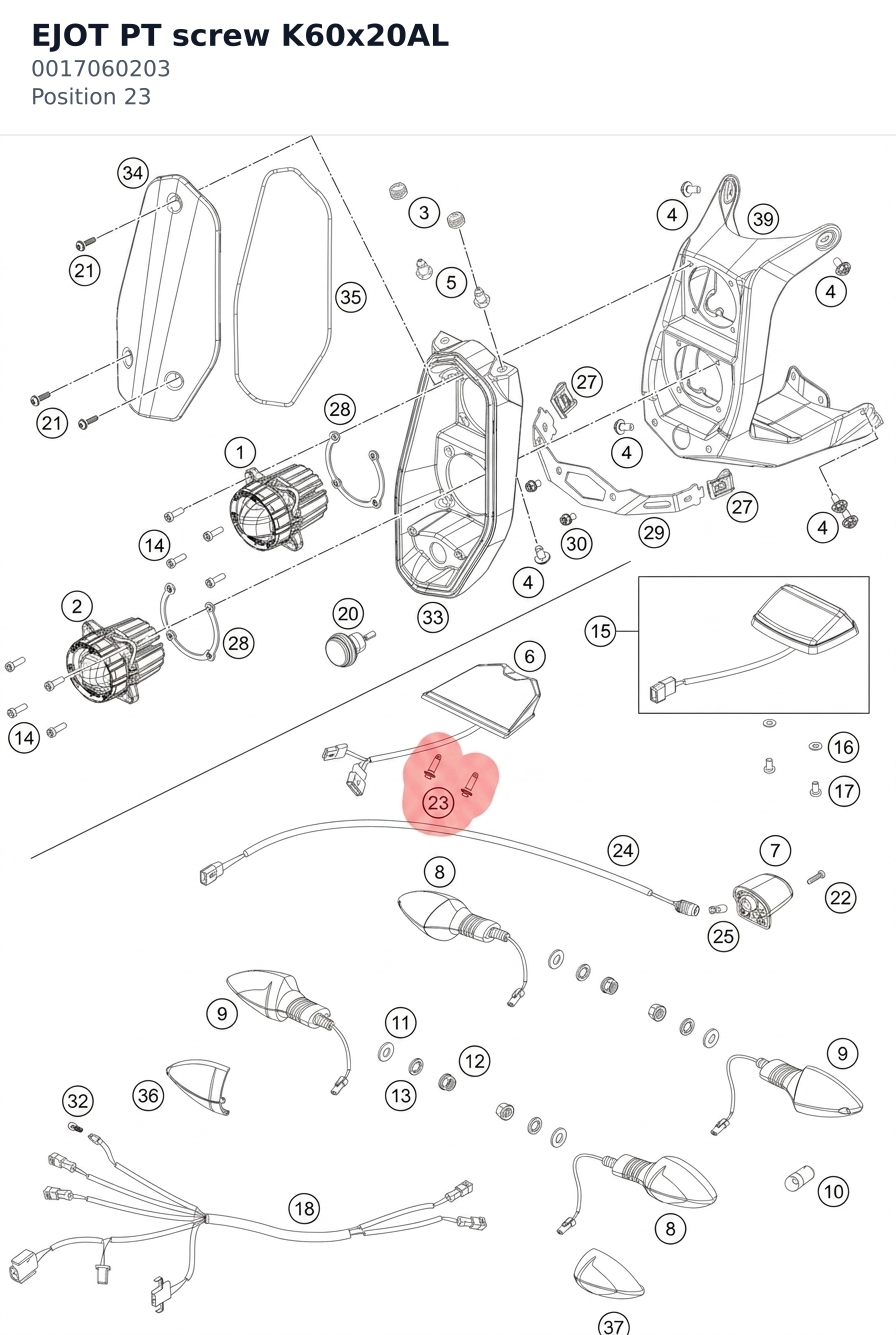 Diagram preview: EJOT PT screw K60x20AL (0017060203)