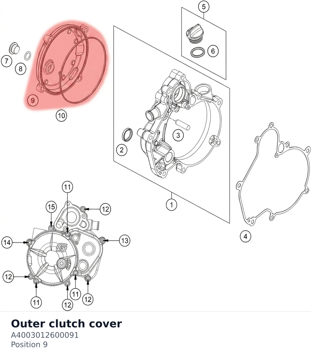 Diagram preview: Outer clutch cover (A4003012600091)