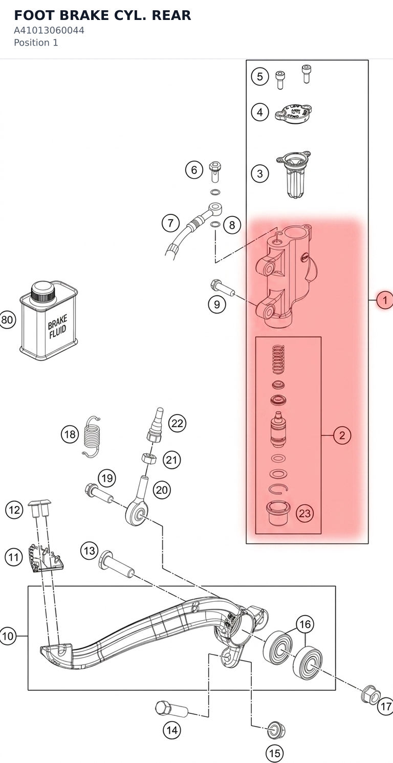 Diagram preview: FOOT BRAKE CYL. REAR (A41013060044)