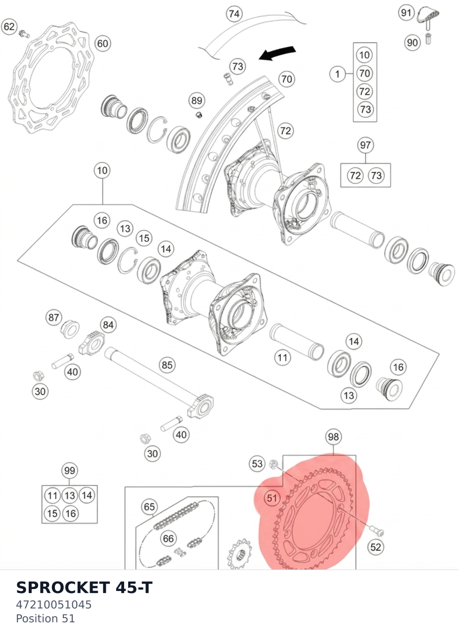 Diagram preview: SPROCKET 45-T (47210051045)