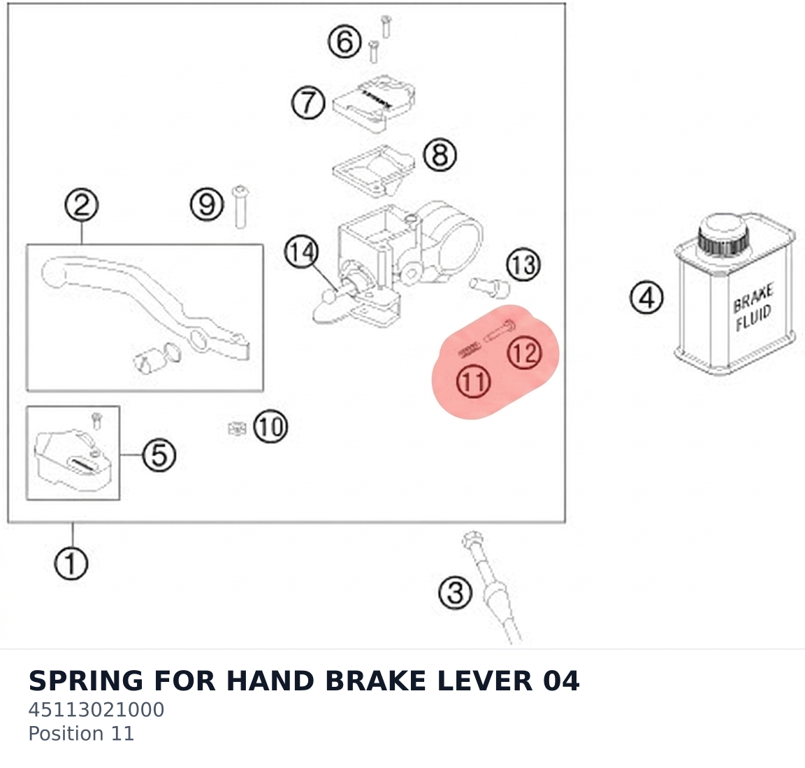 Diagram preview: SPRING FOR HAND BRAKE LEVER 04 (45113021000)