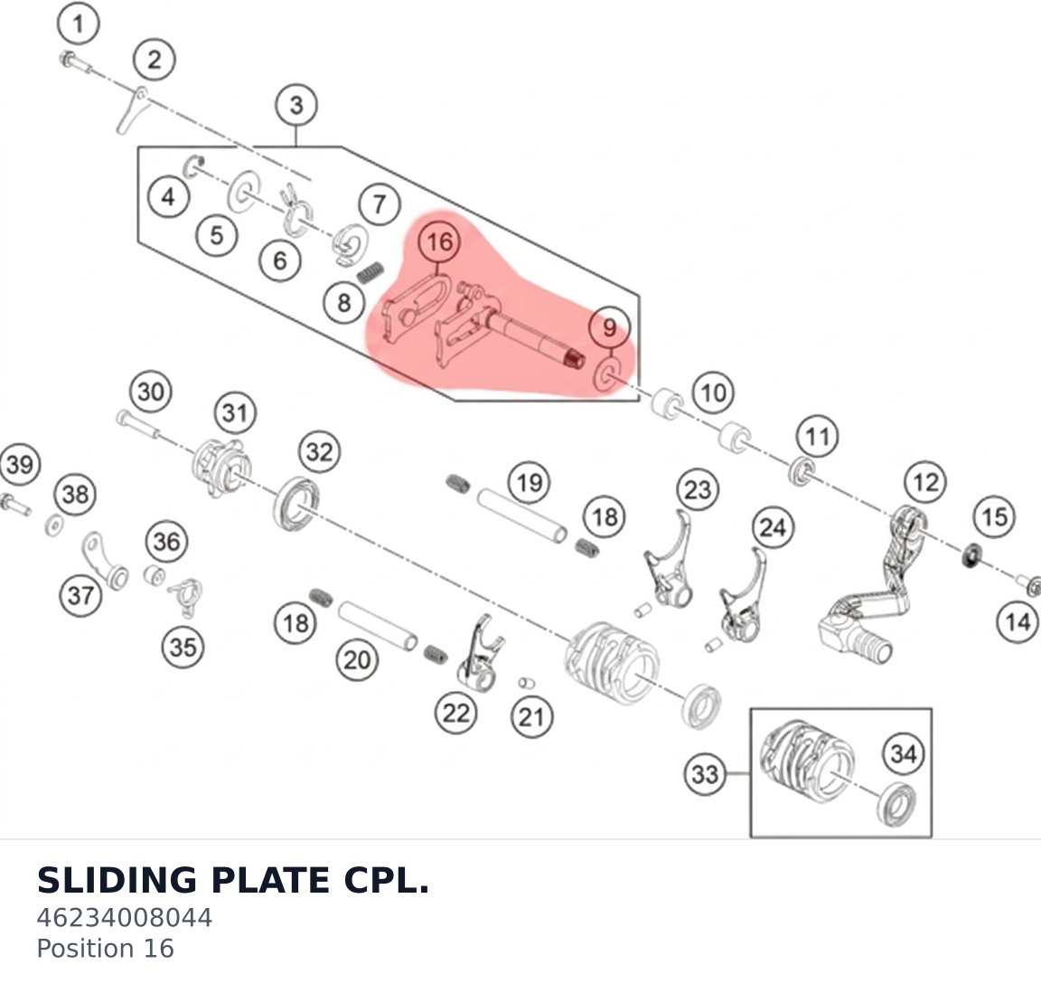 Diagram preview: SLIDING PLATE CPL. (46234008044)