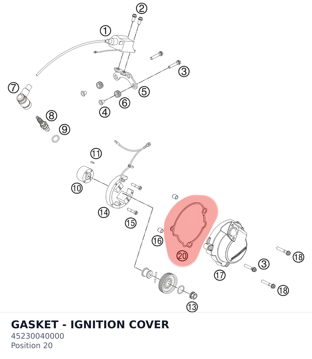 Diagram preview: GASKET - IGNITION COVER (45230040000)