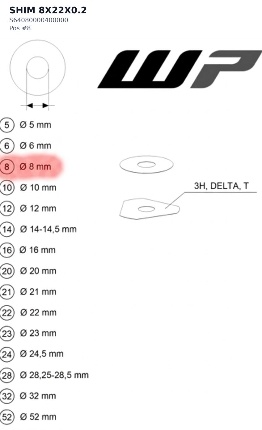 Diagram preview: SHIM 8X22X0.2 (S64080000400000)