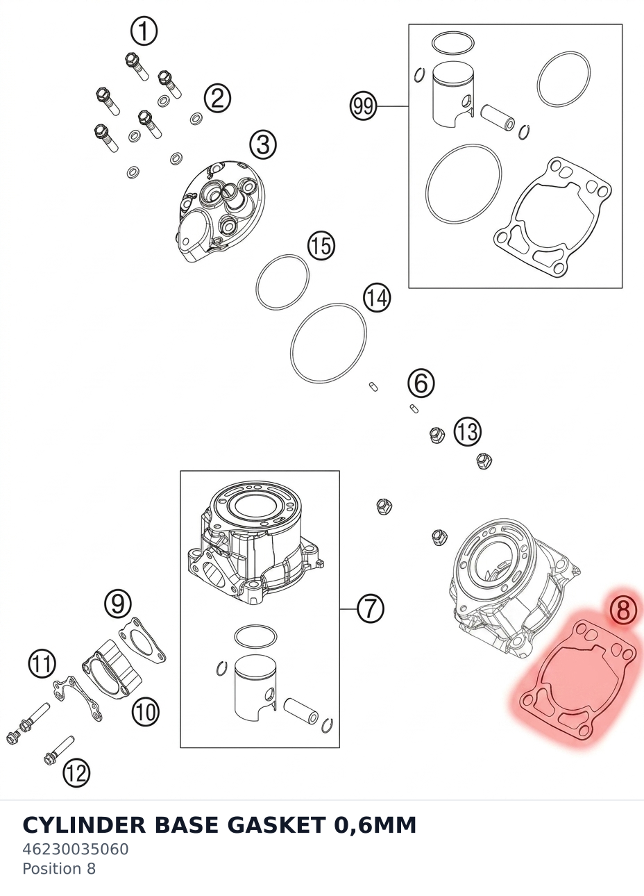 Diagram preview: CYLINDER BASE GASKET 0,6MM (46230035060)