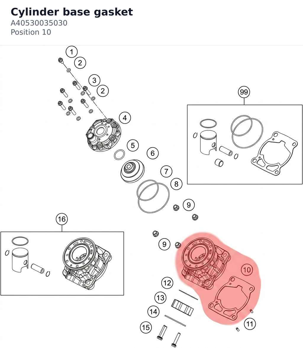 Diagram preview: Cylinder base gasket (A40530035030)