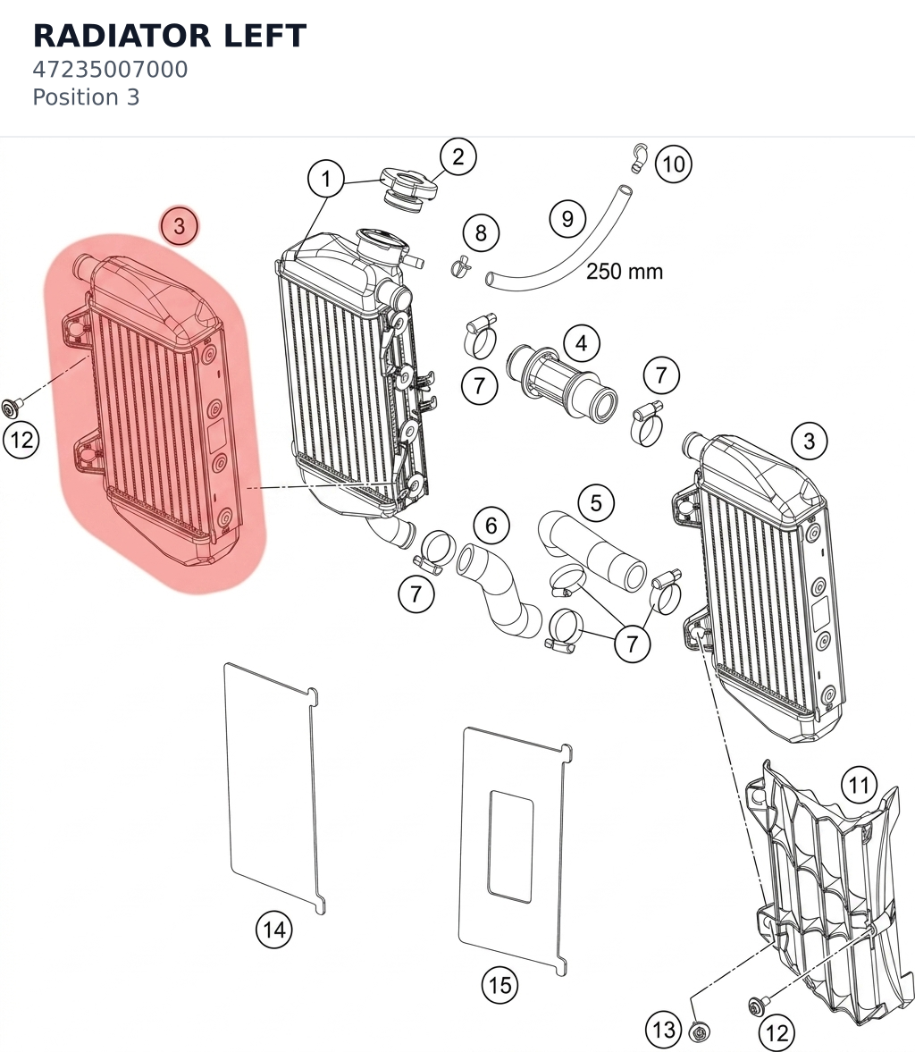 Diagram preview: RADIATOR LEFT (47235007000)