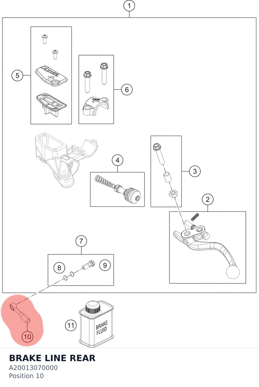 Diagram preview: BRAKE LINE REAR (A20013070000)