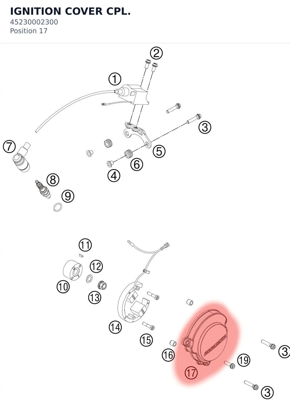 Diagram preview: IGNITION COVER CPL. (45230002300)