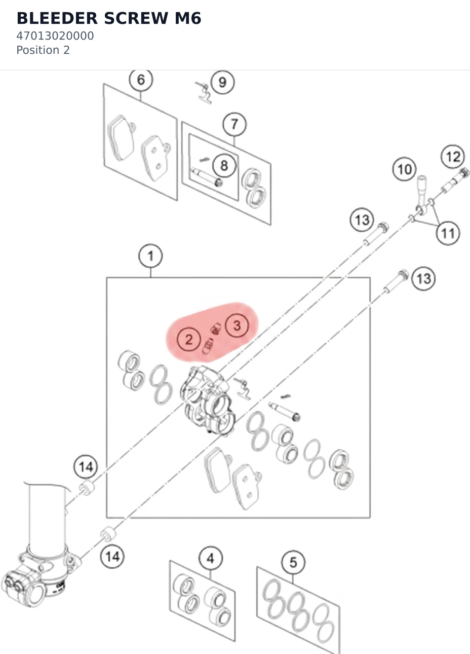 Diagram preview: BLEEDER SCREW M6 (47013020000)