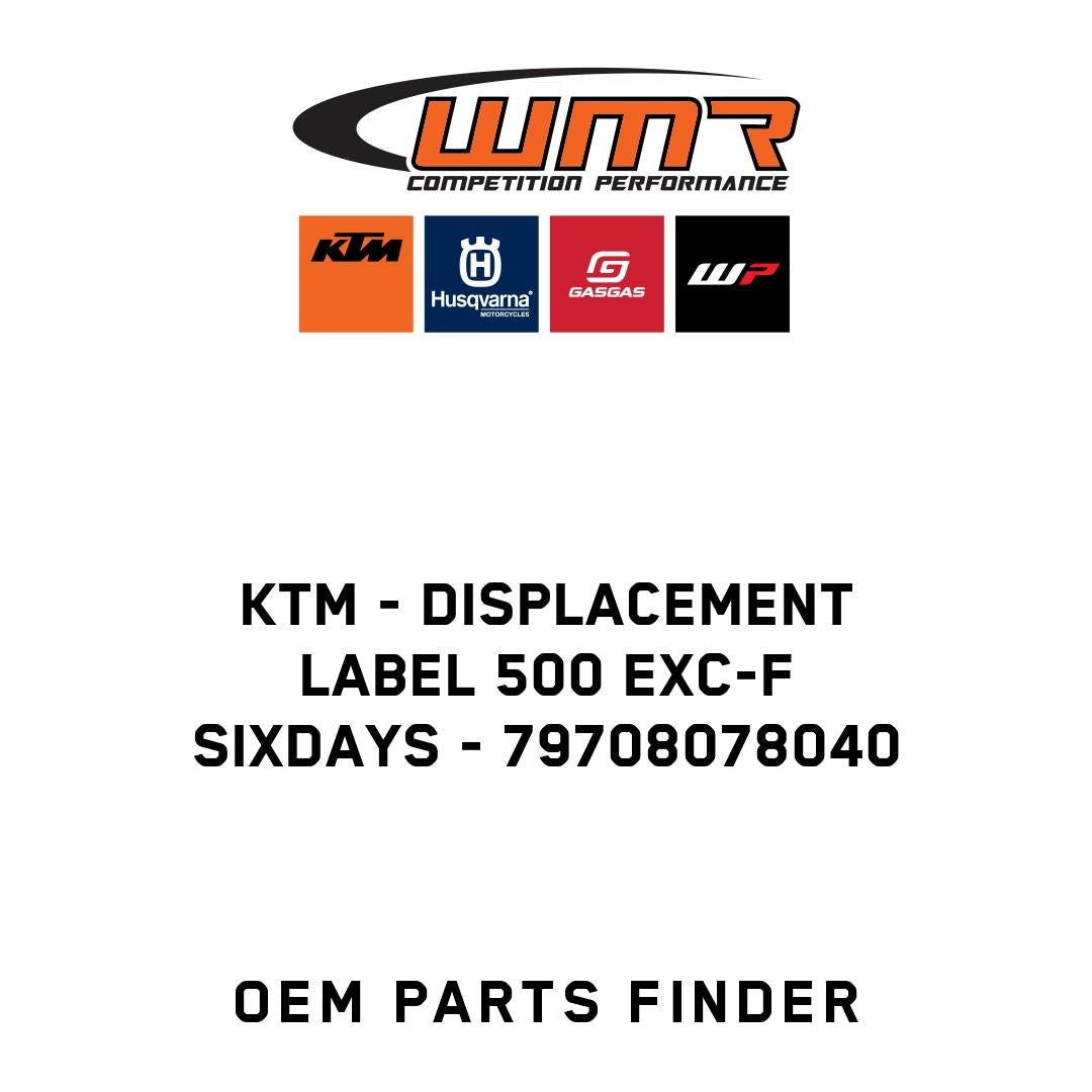 Displacement label 500 EXC-F SIXDAYS