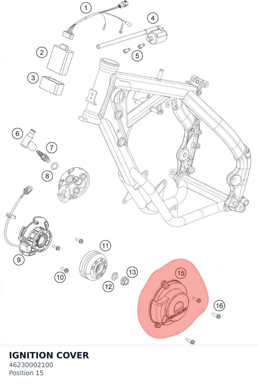 Diagram preview: IGNITION COVER (46230002100)