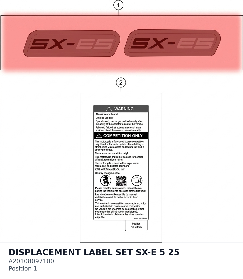 Diagram preview: DISPLACEMENT LABEL SET SX-E 5 25 (A20108097100)
