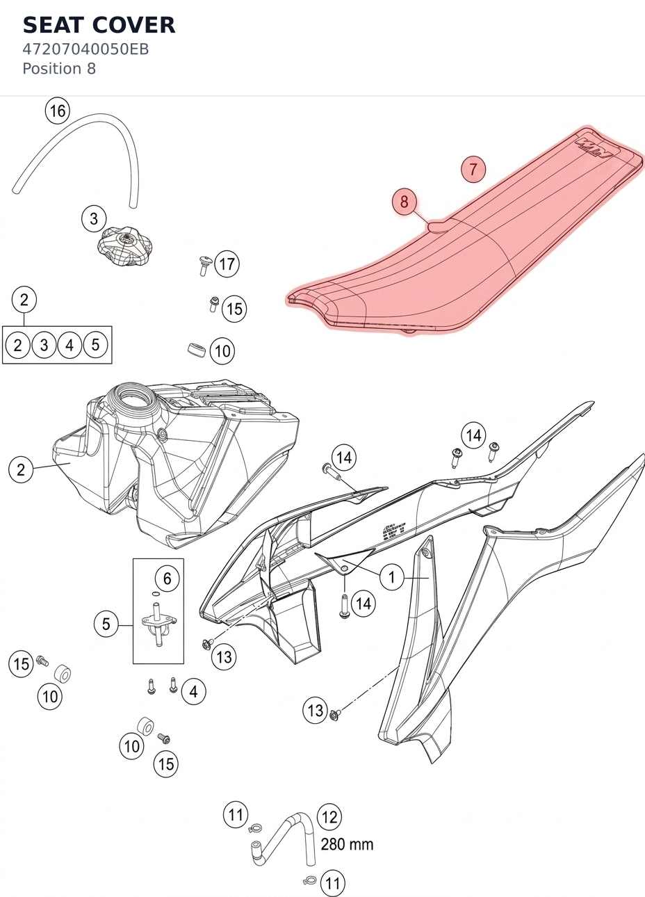 Diagram preview: SEAT COVER (47207040050EB)