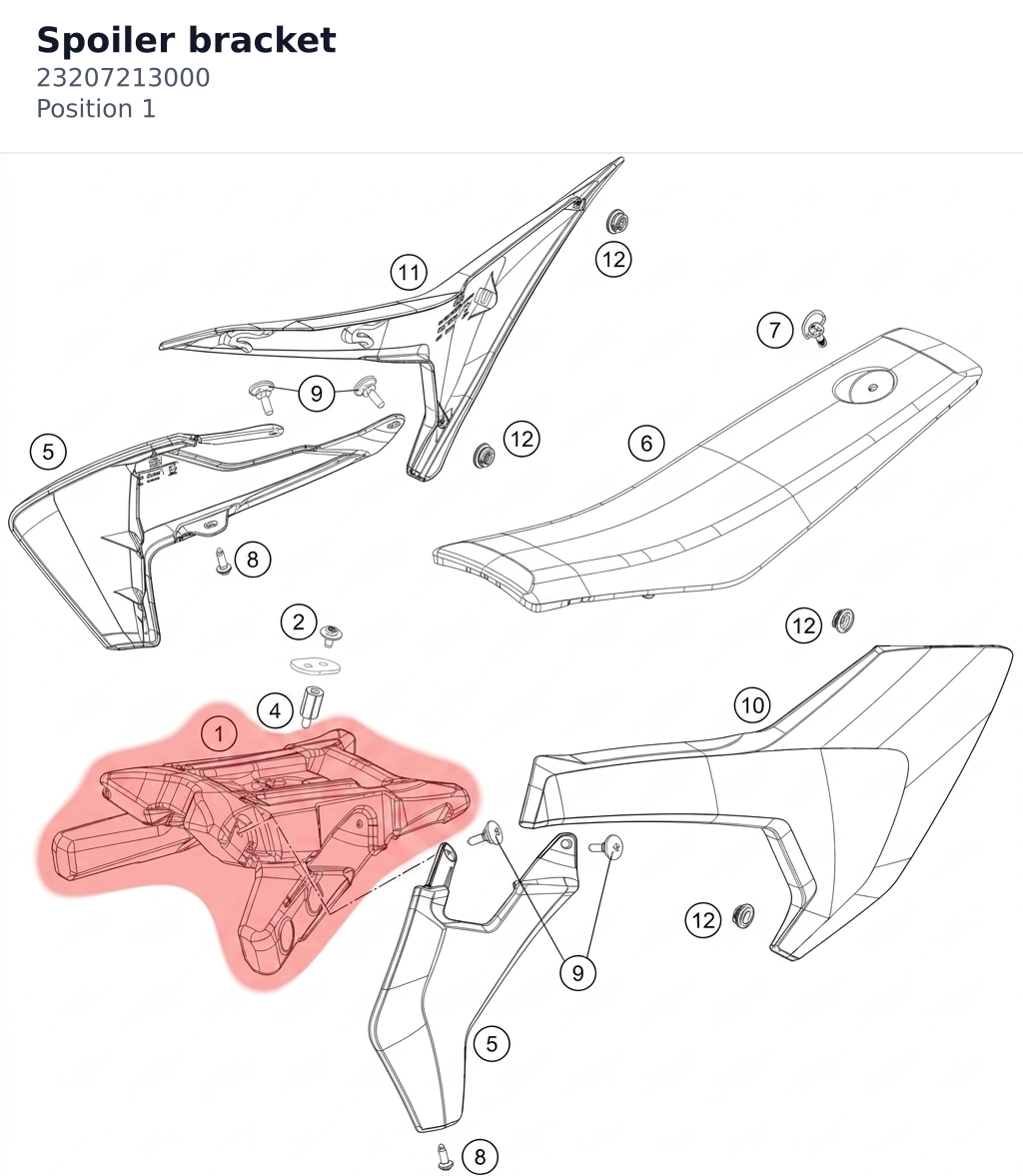 Diagram preview: Spoiler bracket (23207213000)