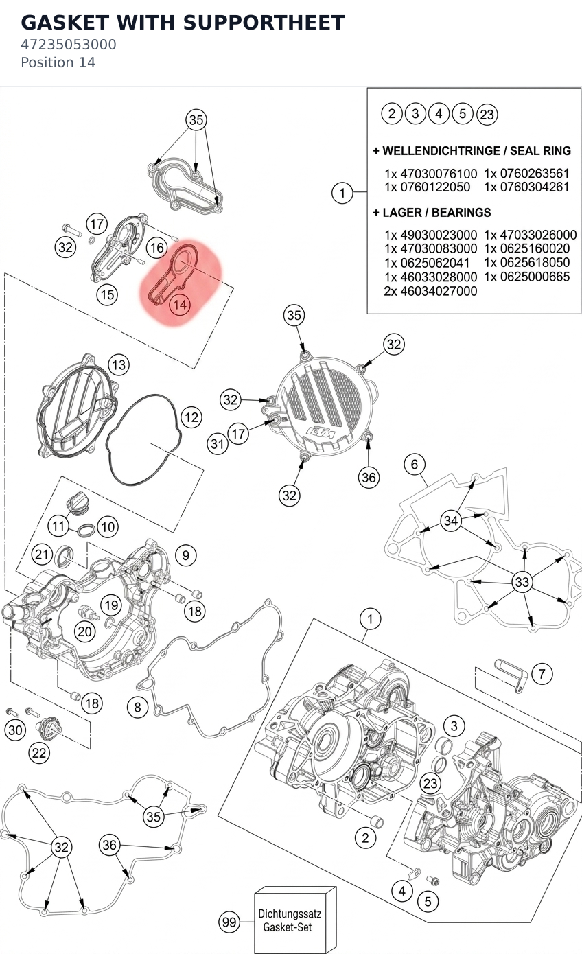 Diagram preview: GASKET WITH SUPPORTHEET (47235053000)