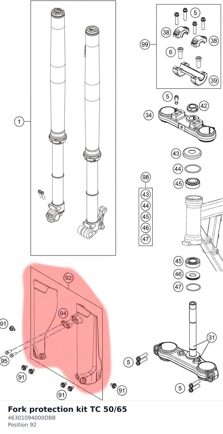 Diagram preview: Fork protection kit TC 50/65 (46301094000DBB)