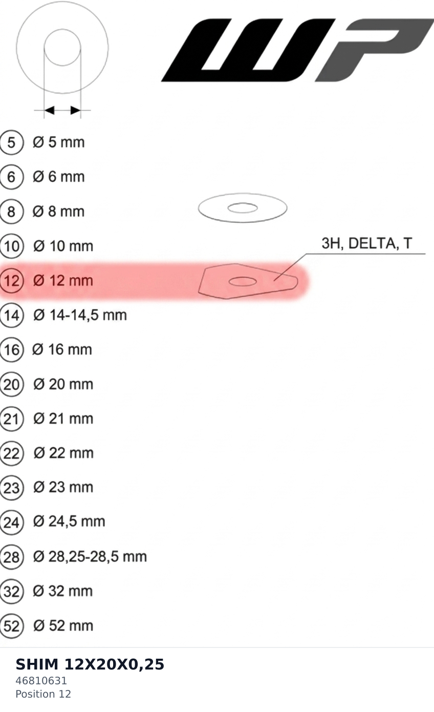 Diagram preview: SHIM 12X20X0,25 (46810631)