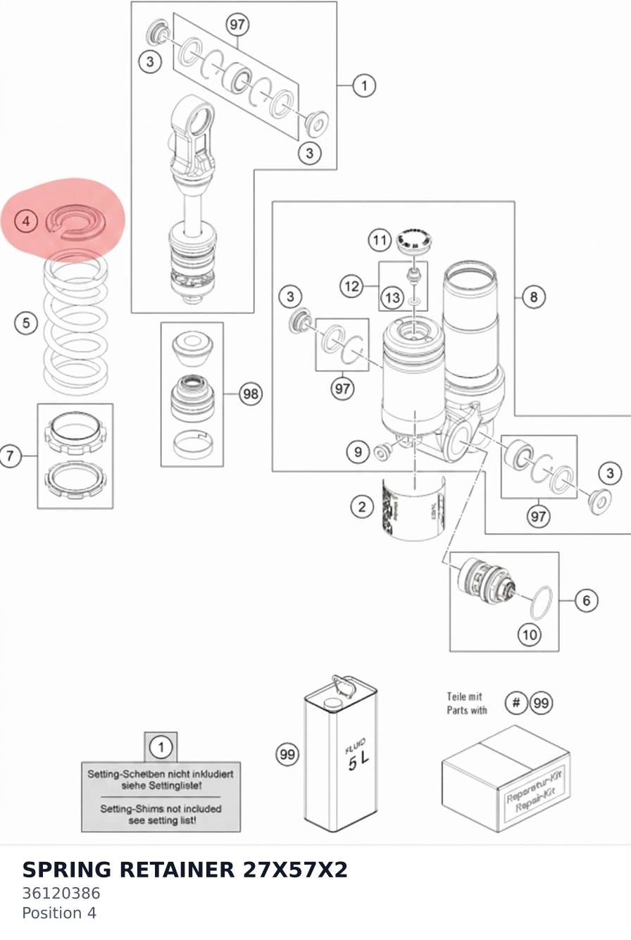Diagram preview: SPRING RETAINER 27X57X2 (36120386)